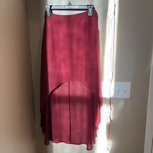 High low maroon skirt